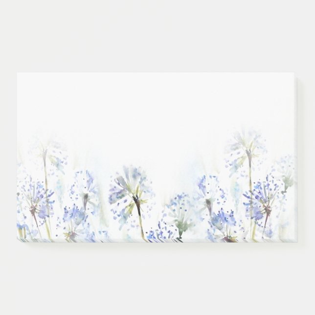 Notas Post-it® Flores azules de verano, boceto acuático (Anverso)