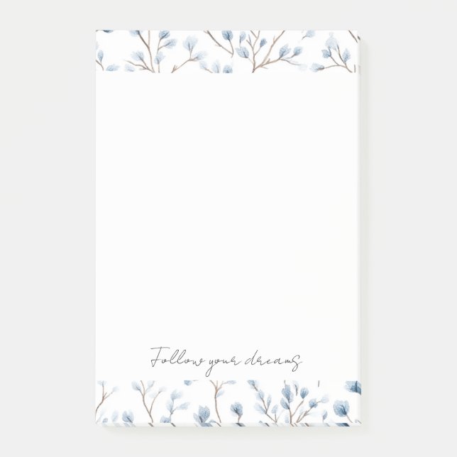 Notas Post-it® Flores Blancas Azules Bonitas (Anverso)
