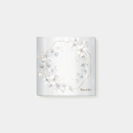 Notas Post-it® Flores blancas color agua marco dorado plateado Ve