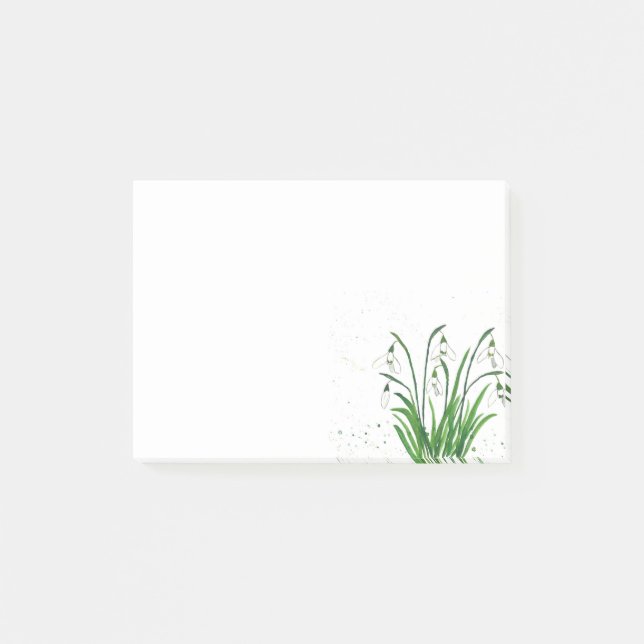 Notas Post-it® Flores blancas de nieve acuarela (Anverso)