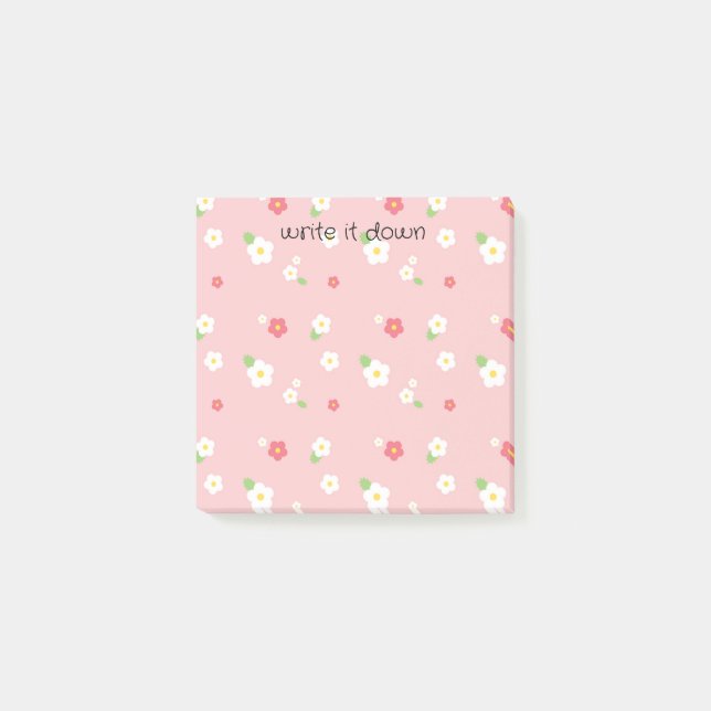 Notas Post-it® Flores blancas y rosadas lo escriben (Anverso)