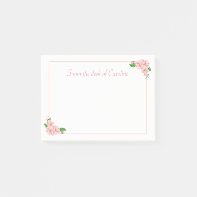 Notas Post-it® Flores blancas y rosas florales - Shabby Chic, Paí (Anverso)