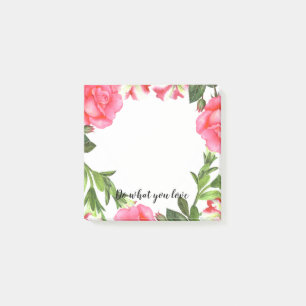 Notas Post-it® Flores color de agua rosada corona circular