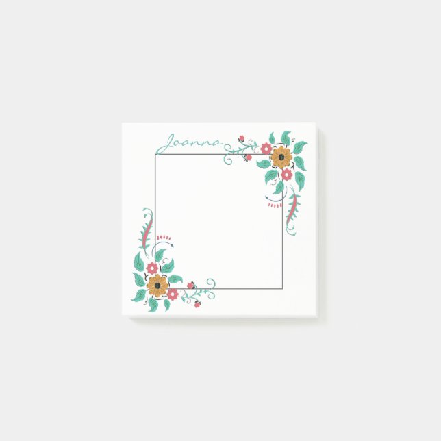 Notas Post-it® Flores Coloridas En El Marco (Anverso)