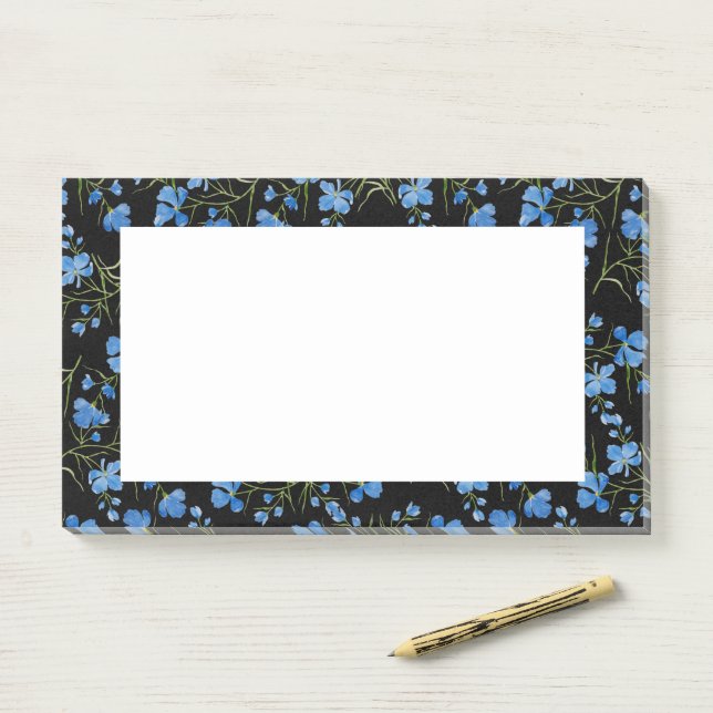 Notas Post-it® Flores Cosmos Azules (En escritorio)