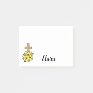 Notas Post-it® Flores cruzadas y amarillas personalizadas