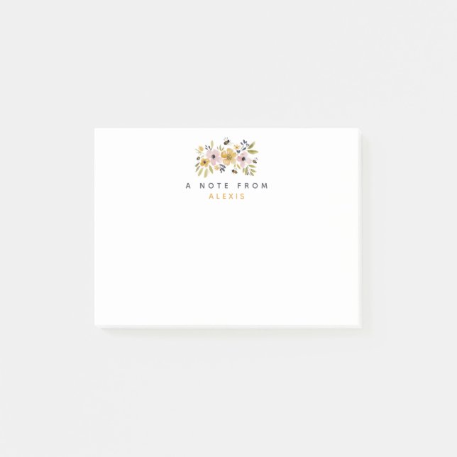 Notas Post-it® Flores de Acuarela & Abejas Personalizadas (Anverso)
