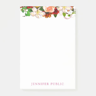 Notas Post-it® Flores de acuarela de plantilla floral moderna y e
