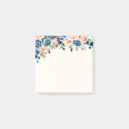 Notas Post-it® Flores de acuarela rosa y azul