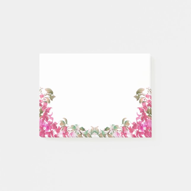 Notas Post-it® Flores de buganvillas acuarela Magenta (Anverso)