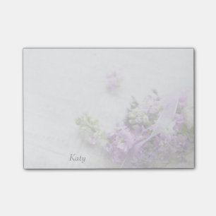 Notas Post-it® Flores de color lavanda con música antigua