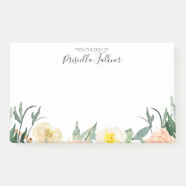 Notas Post-it® Flores De Color Rosa Y Melocotón Del Escritorio De