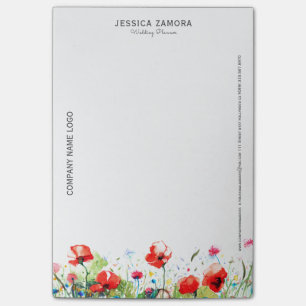 Notas Post-it® Flores de colores y adornos rojos