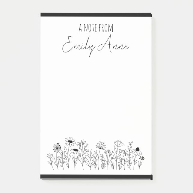Notas Post-it® Flores de dibujo de la línea de flores silvestres  (Anverso)