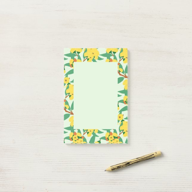Notas Post-it® Flores de eucalipto amarillo (Escritorio)
