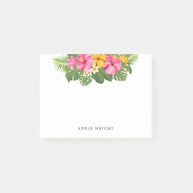 Notas Post-it® Flores de hibiscus rosado tropical (Anverso)