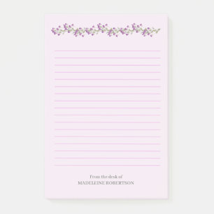 Notas Post-it® Flores de lavanda personalizadas con el nombre Pos