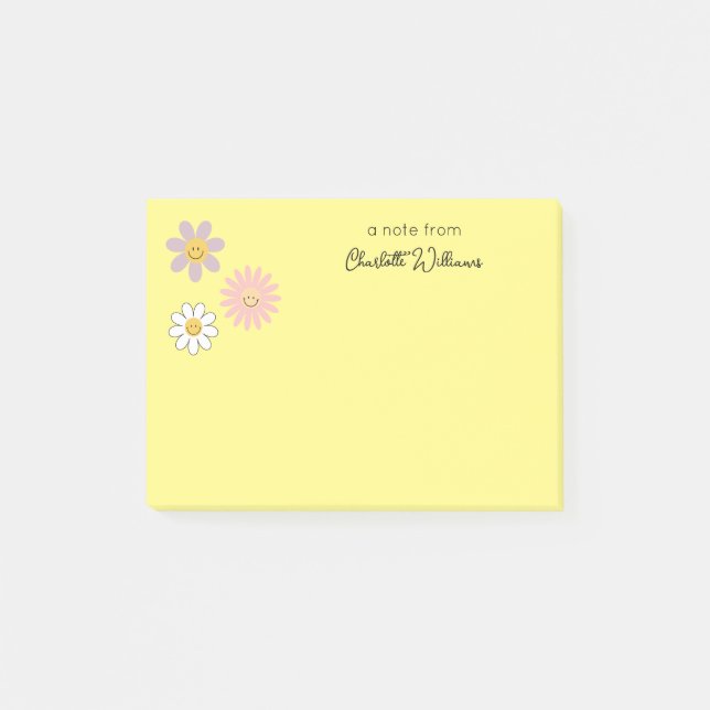 Notas Post-it® Flores de margarita amarillo pálido Personalizado  (Anverso)