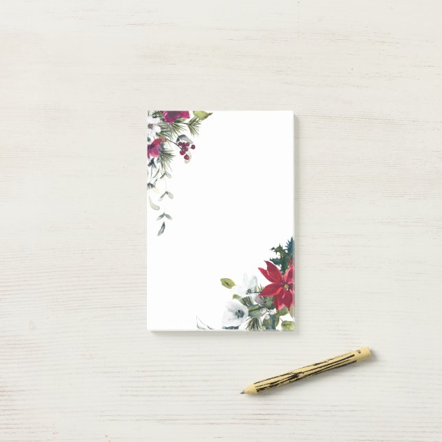 Notas Post-it® Flores de Navidades rojos y blancos (Escritorio)