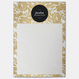 Notas Post-it® Flores de oro modernas Círculo negro