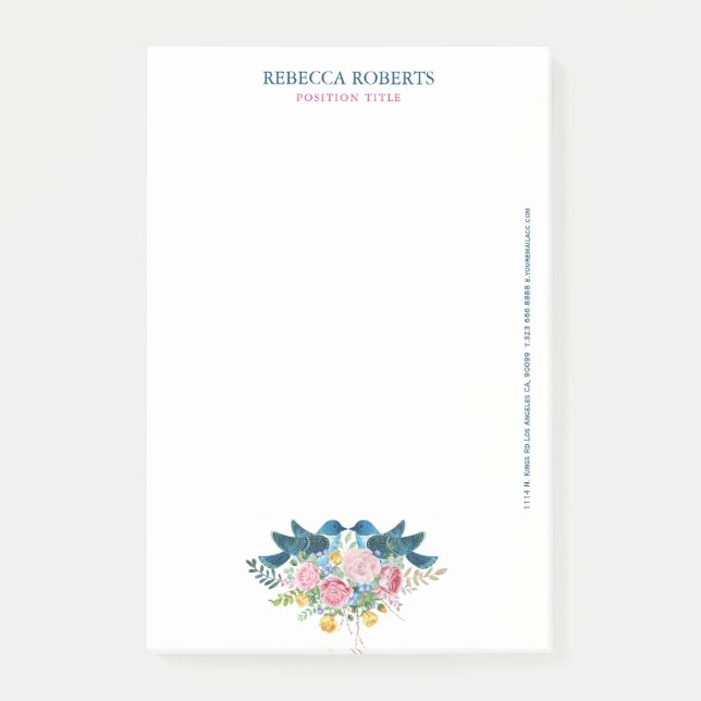 Notas Post-it® Flores de pájaros de amor (Anverso)