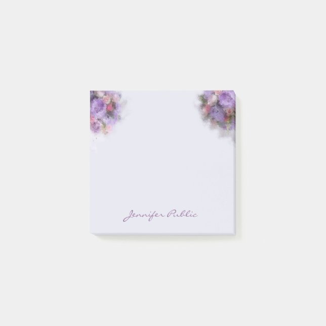 Notas Post-it® Flores de pintura de aceite Elegante guión de mano (Anverso)
