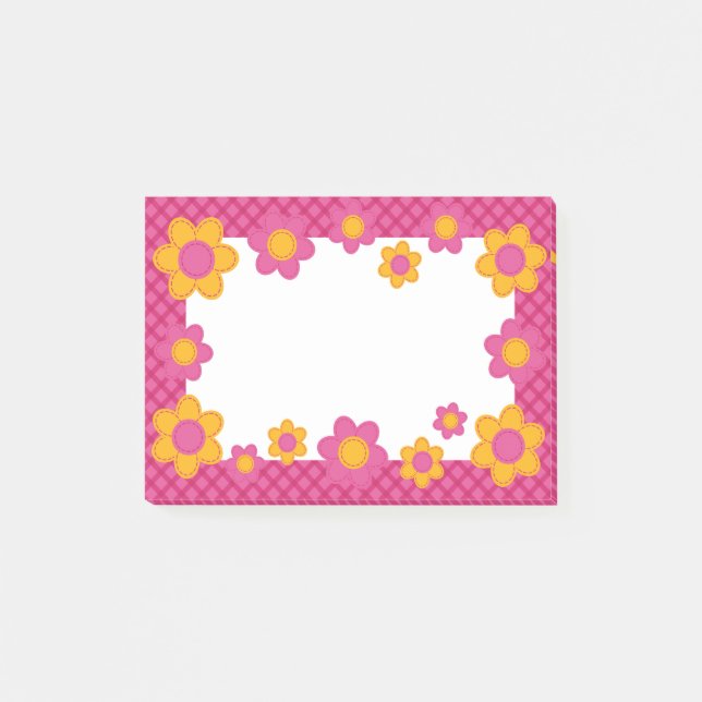 Notas Post-it® Flores de primavera, chica de patrón de platillos  (Anverso)