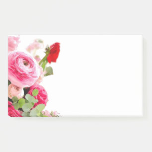 Notas Post-it® Flores de Rosas florales de plantilla en blanco ac