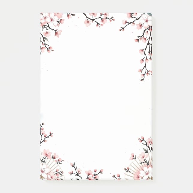 Notas Post-it® Flores de Sakura y Abanicos (Anverso)