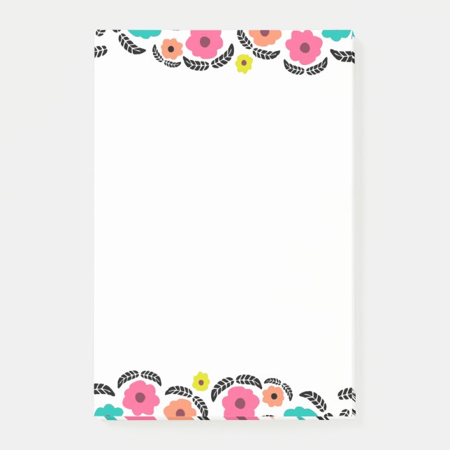 Notas Post-it® Flores de verano y hojas negras (Anverso)