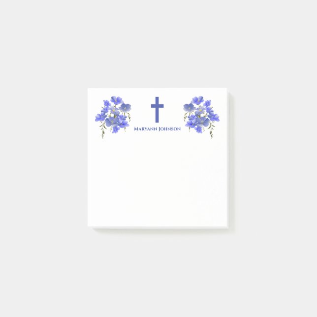 Notas Post-it® Flores elegantes cruzan el cristianismo personaliz (Anverso)