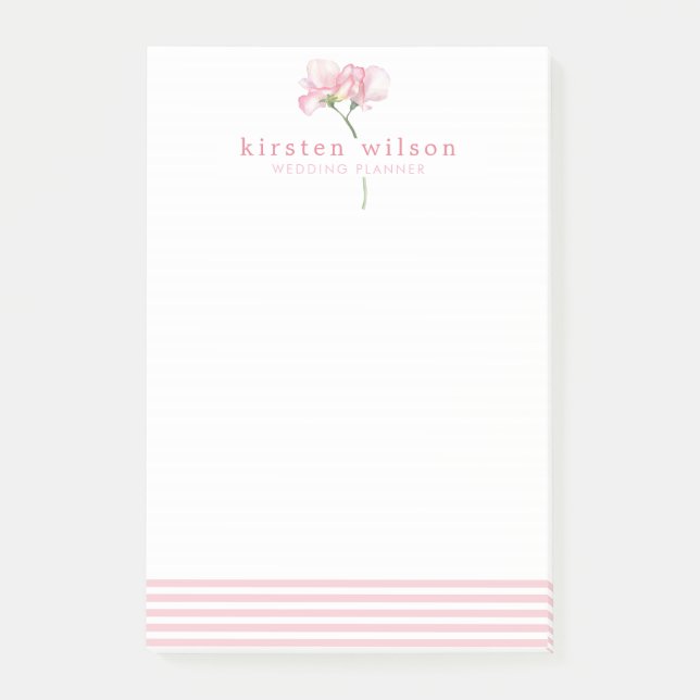 Notas Post-it® Flores elegantes de pasteles rosados - Personaliza (Anverso)