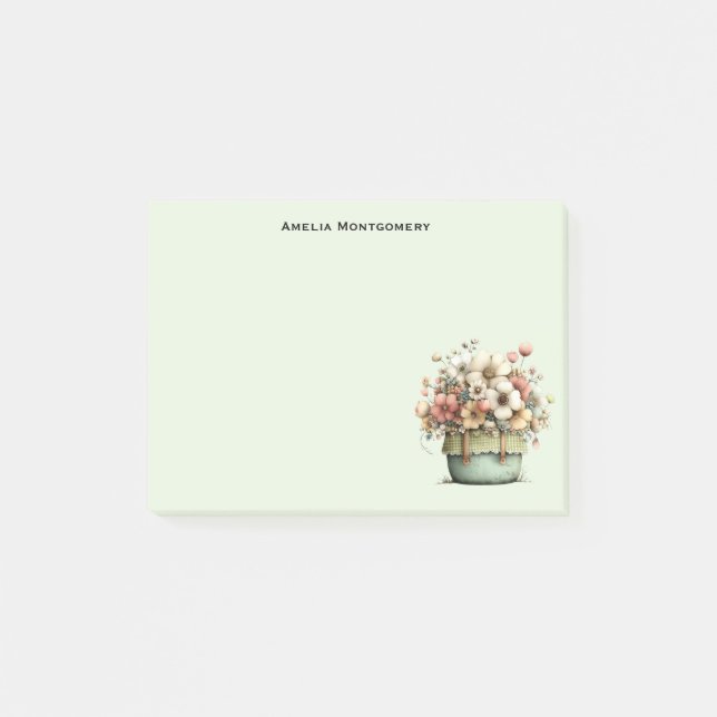 Notas Post-it® Flores en macetas acogedoras y lindas (Anverso)