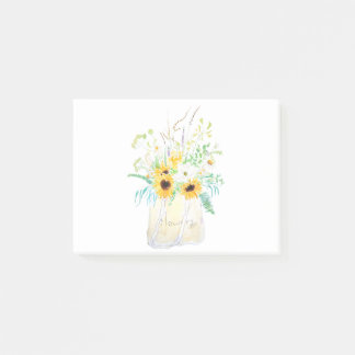 Notas Post-it® flores en un cuadro acuático de tote