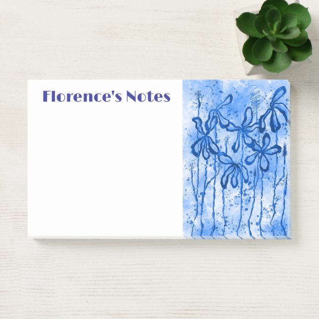 Notas Post-it® Flores entrelazadas azul (Oficina)