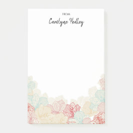 Notas Post-it® Flores estilo retro Nombre personalizado de siluet