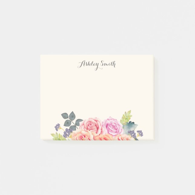 Notas Post-it® Flores florales de Rosa virgen personalizadas (Anverso)
