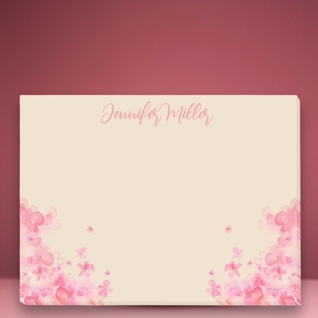 Notas Post-it® Flores japonesas de la acuarela de nombre femenino (Pink rose Sakura japanese flowers )