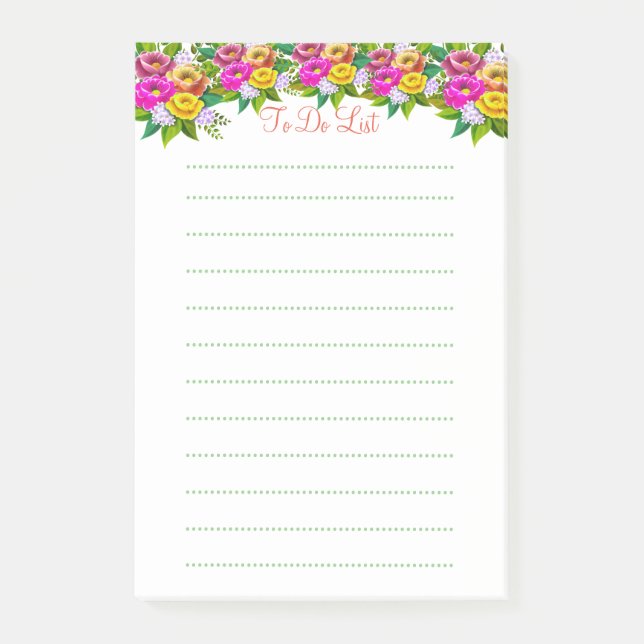 Notas Post-it® Flores multicolores lindas (Anverso)