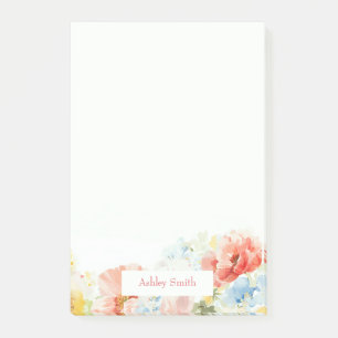 Notas Post-it® Flores o Flores Silvestres Elegantes Acuarelas Col