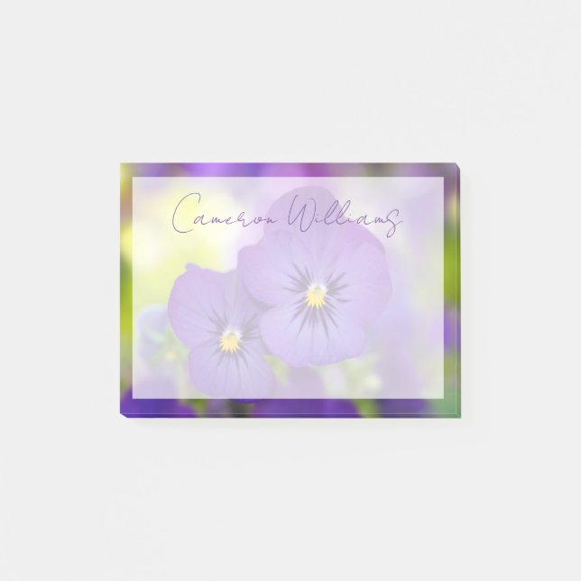 Notas Post-it® Flores | Pansies morados (Anverso)
