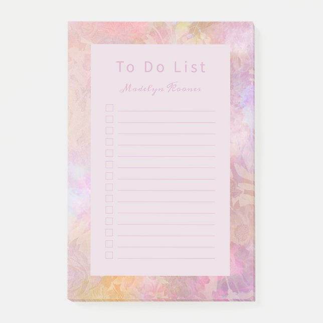 Notas Post-it® Flores Pastel Escritura Chic Personalizado (Anverso)