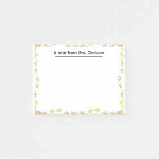 Notas Post-it® Flores primaverales personalizadas para agradecimi