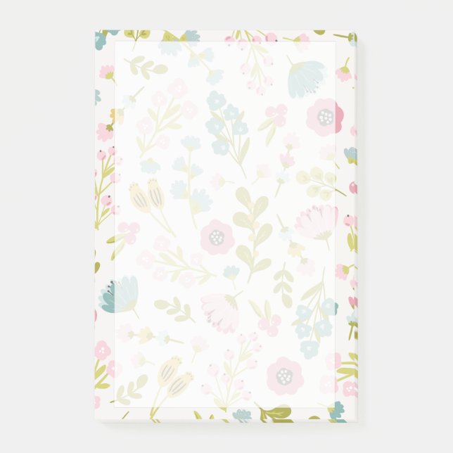 Notas Post-it® Flores románticas femeninas Patrón rosa Transparen (Anverso)