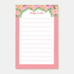 Notas Post-it® Flores rosa color de agua dulce Llenó cosas que ha