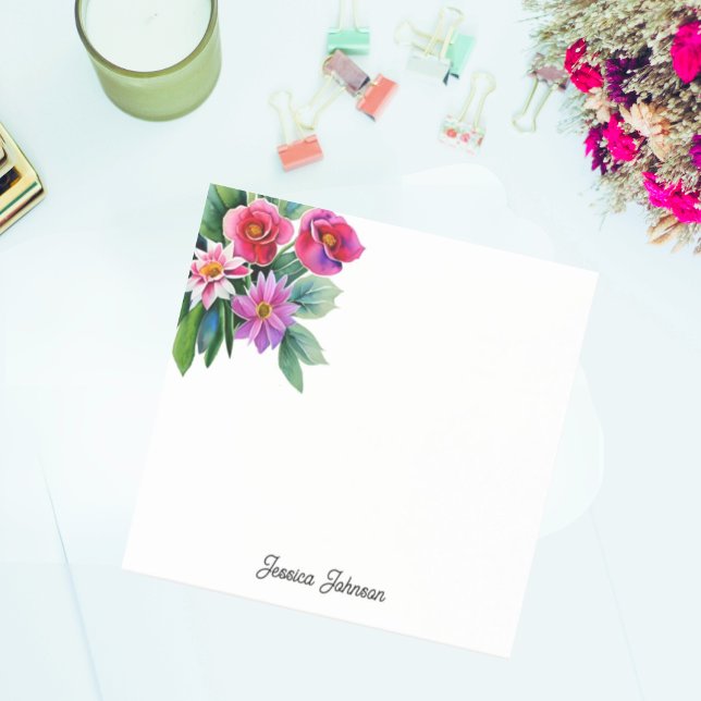Notas Post-it® Flores rosa de bonito Personalizado Su Nombre (Subido por el creador)