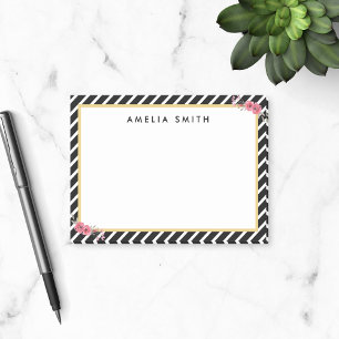 Notas Post-it® Flores rosadas personalizadas moda de las rayas