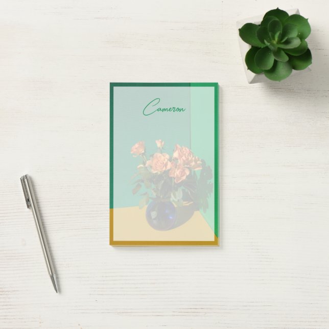 Notas Post-it® Flores | Rosas en Vase (Oficina)