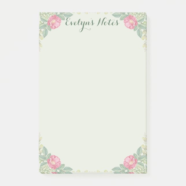 Notas Post-it® Flores rosas medias 4x6 (Anverso)