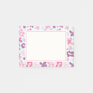 Notas Post-it® Flores rosas, un patrón caprichoso y caprichoso